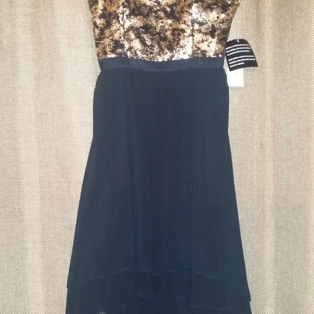 NW Black & Gold Wild Raisin Sequin Strapless High-low Cocktail Dress Sz 6 NWT - Picture 12 of 13